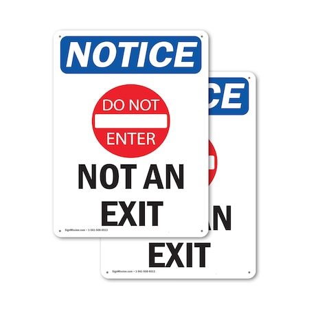 Signmission Not An Exit, 10 in W x Rectangle, Plastic OS-2PACK-NS-P-1014-V-15167